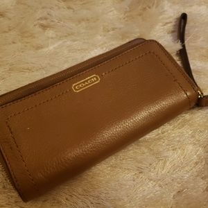 Brown Leather Coach wristlet